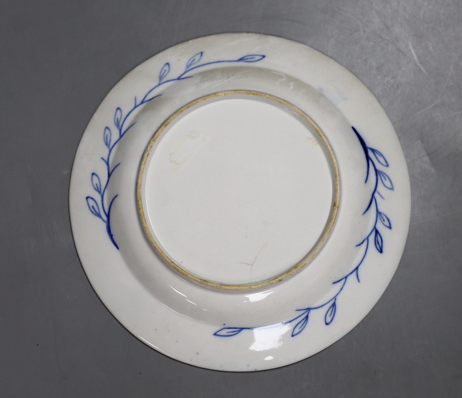 A pair of blue scale plates and an English Imari plate, 22cm